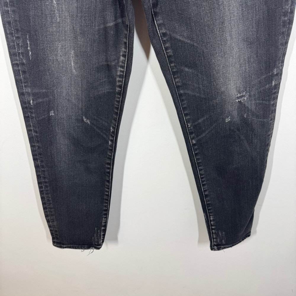 Moussy Vintage Black Distressed Skinny Jeans Raw Hem Cropped Women’s Denim - Picture 4 of 12